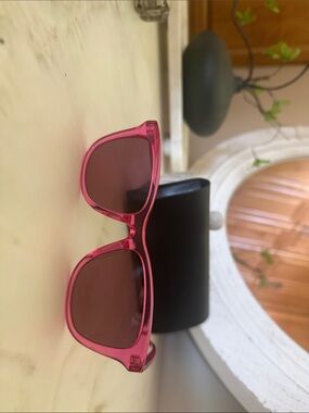 Saint Laurent Transparent Pink Slim Frame Sunglasses